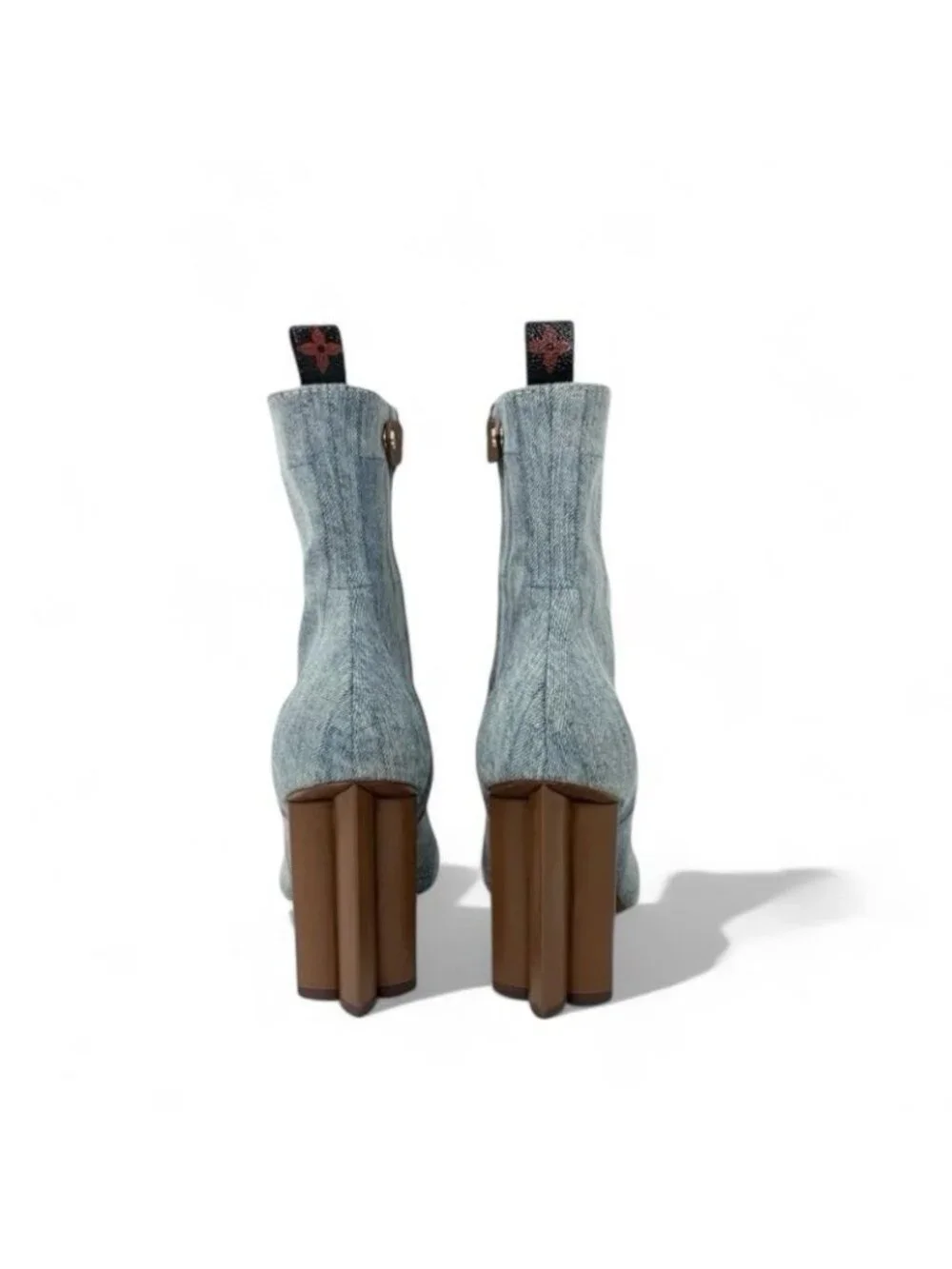 Louis Vuitton Silhouette Line Boots Short Shoes Denim Light Blue Brown - Picture 6 of 10
